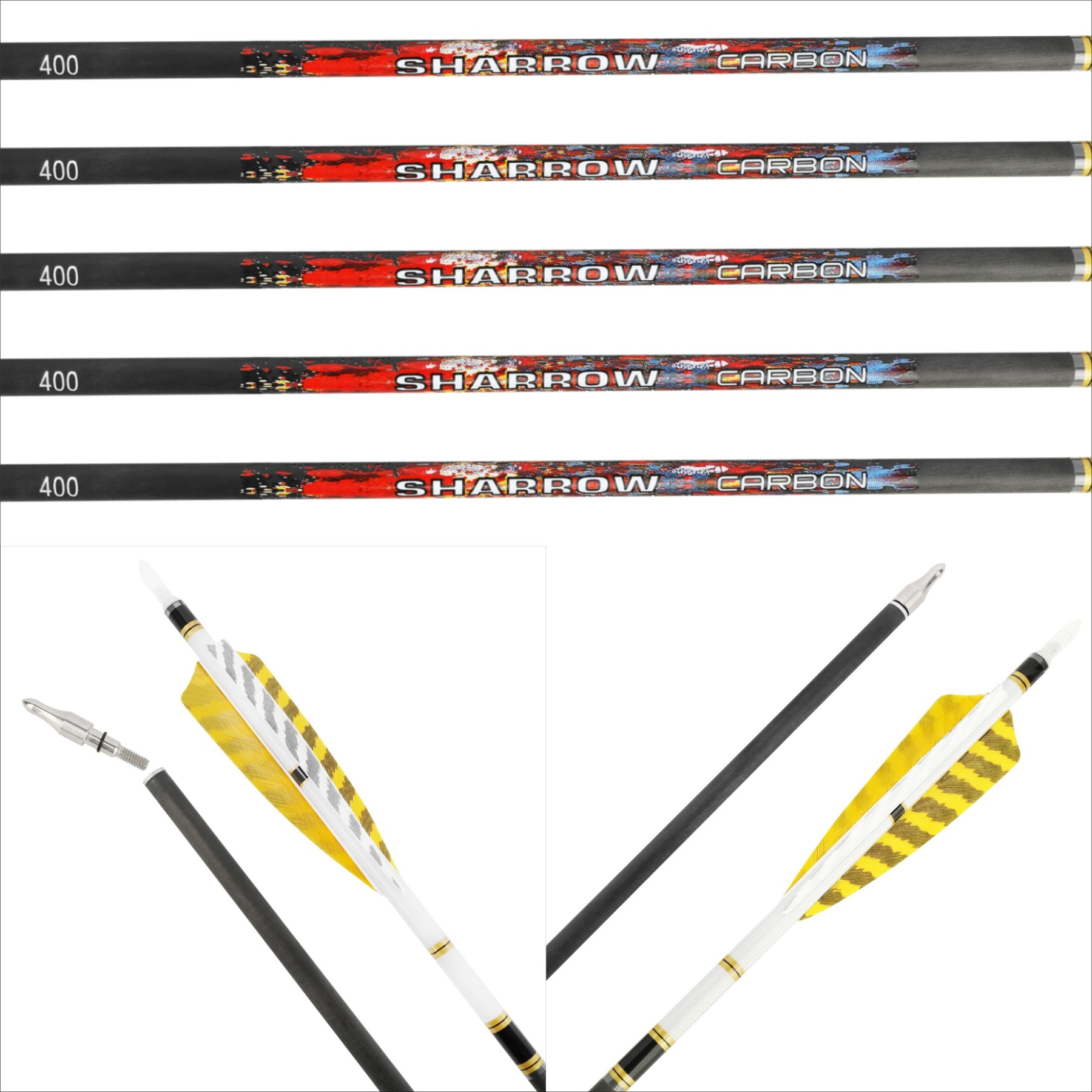 31" Pure Carbon Arrows SP250-600 Feathers Hunting Target