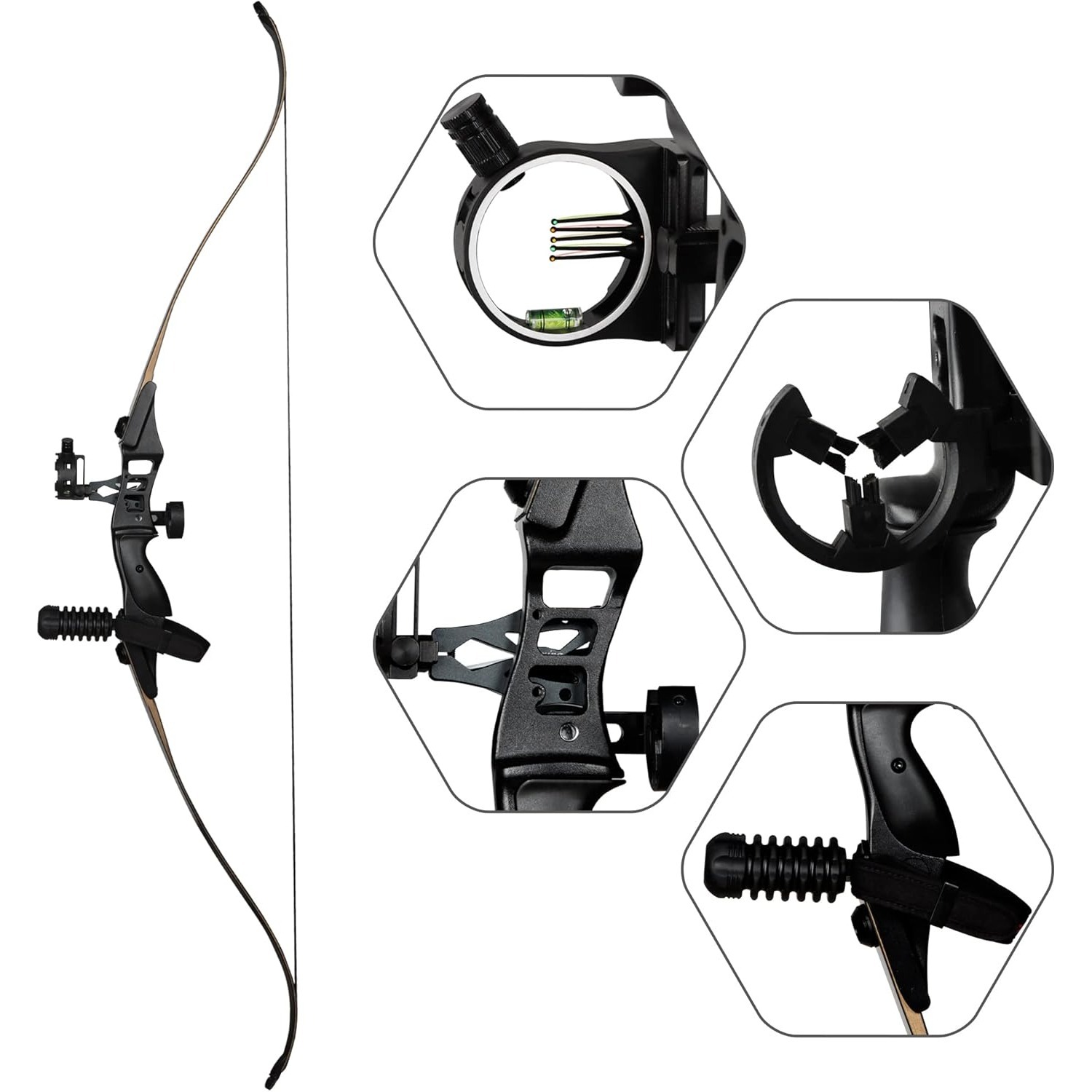 Junxing Archery F177 Hunting Recurve Bow 54" 30-50lbs Metal Riser RH