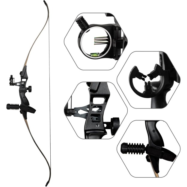 Junxing Archery F177 Hunting Recurve Bow 54" 30-50lbs Metal Riser RH