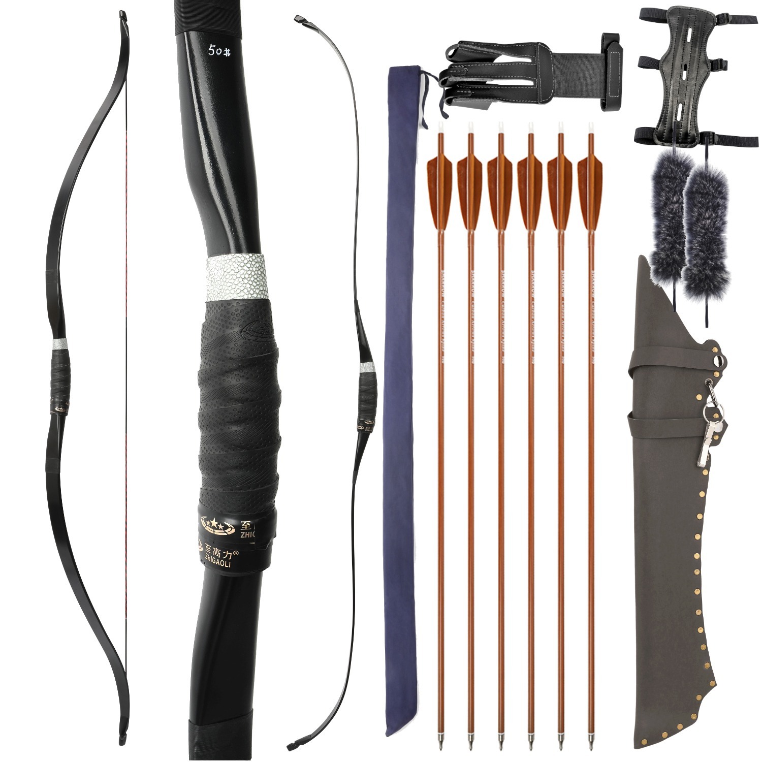 Archery Traditional Bow Longbow 50 inch 30-50lbs