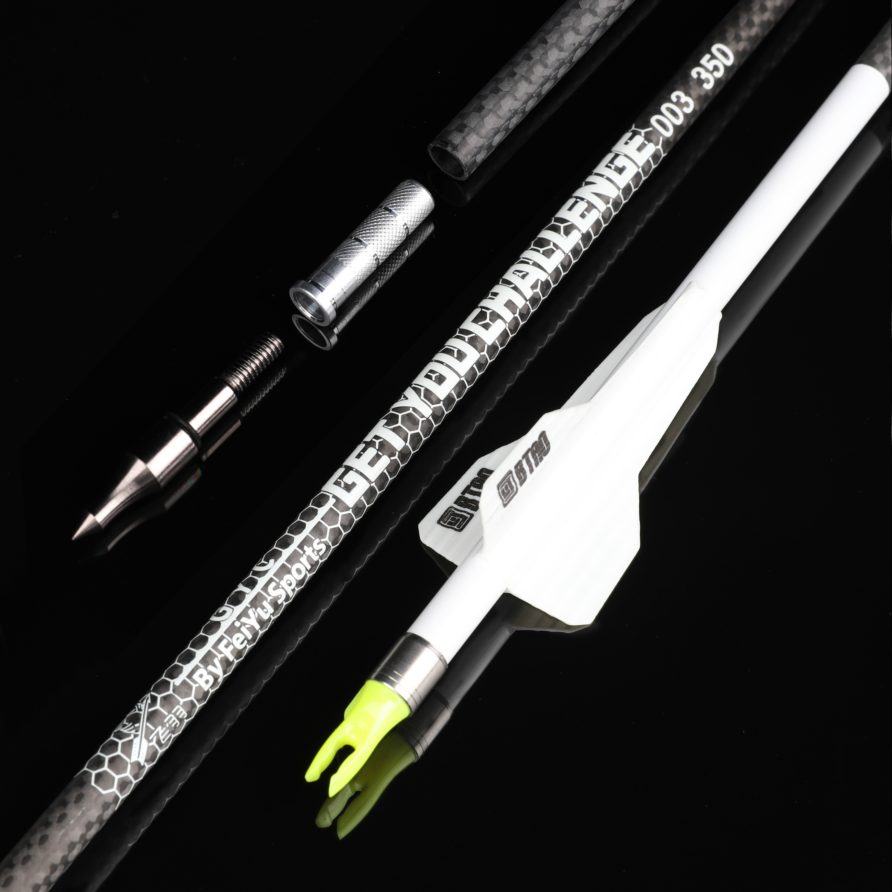 32" Pure Carbon Arrows 2.5'' Vane High-Spine Performance Series