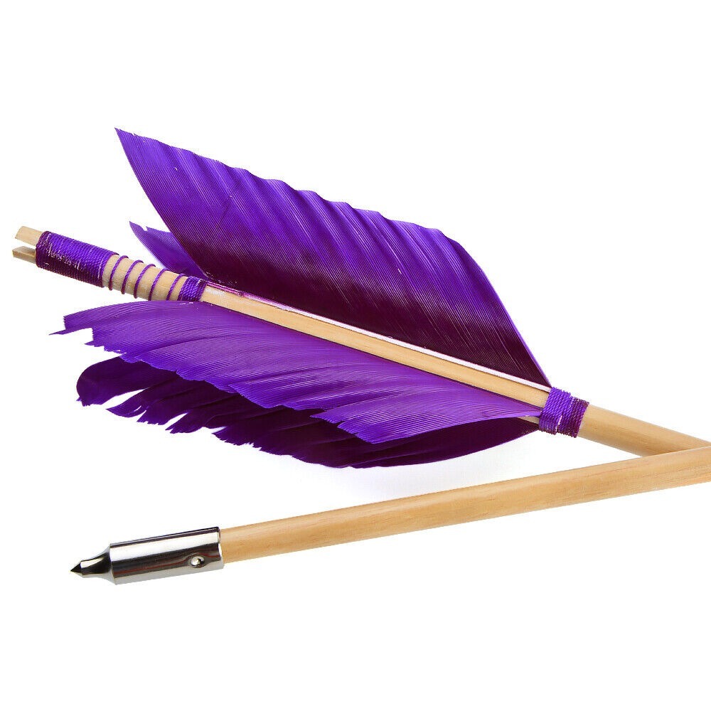 Archery Wooden Arrows Flu-Flu 32" Feathers Traditional Longbow Target