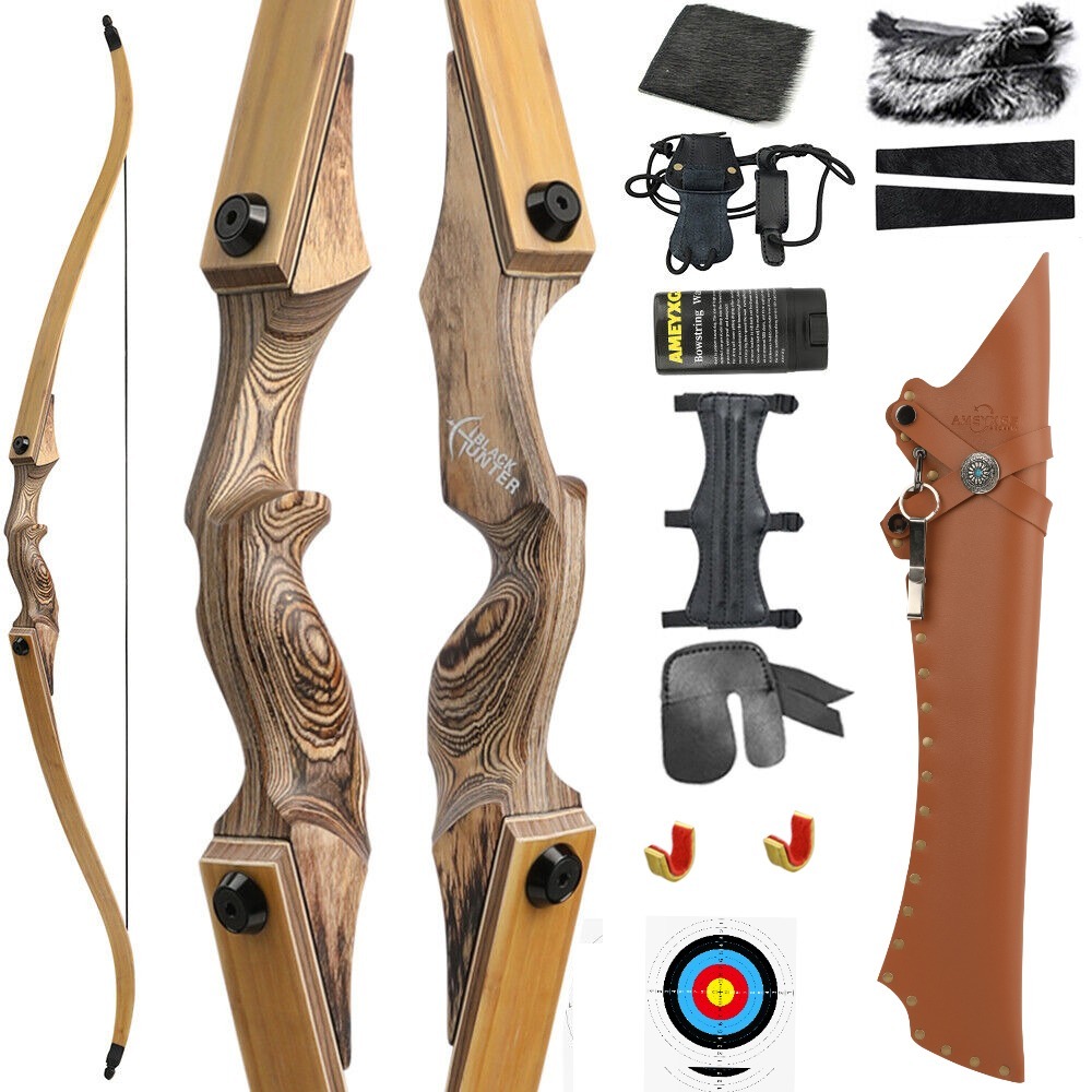 BLACK HUNTER American Hunting Recurve Bow 60" Takedown Target LH RH