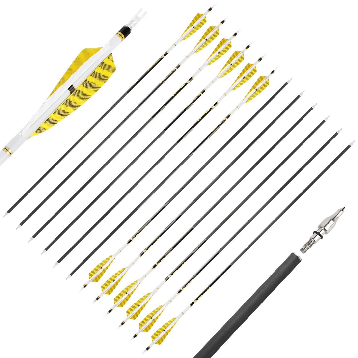 DEER CROSSING Pure Carbon Arrows Spiral Fletched Target & Practice