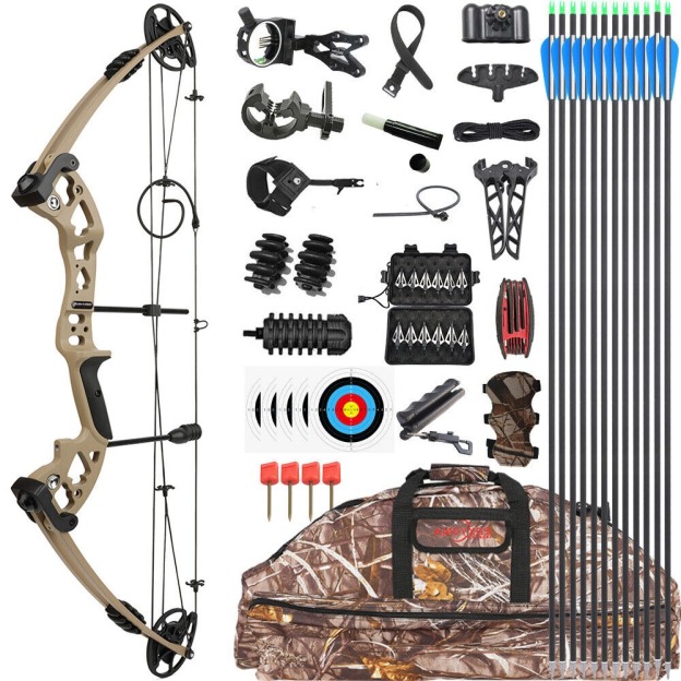 JUNXING ARCHERY M131 Compound Bow Set 30-60lbs Hunting Fishing LH RH