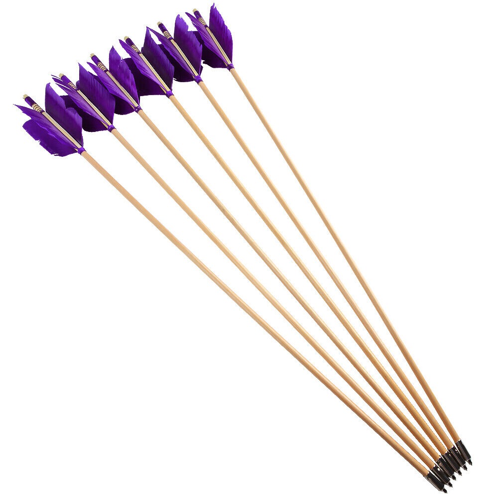 Archery Wooden Arrows Flu-Flu 32" Feathers Traditional Longbow Target