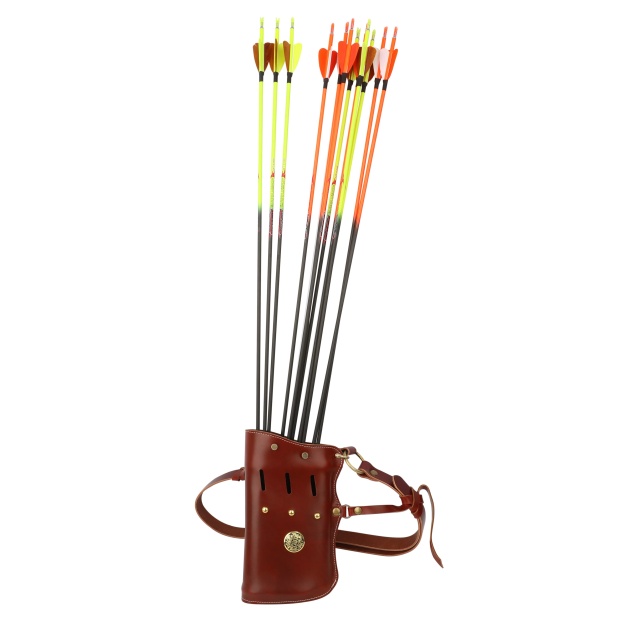 Traditional Horseback Archery Quiver Oil-Waxed Leather Arrow Holder
