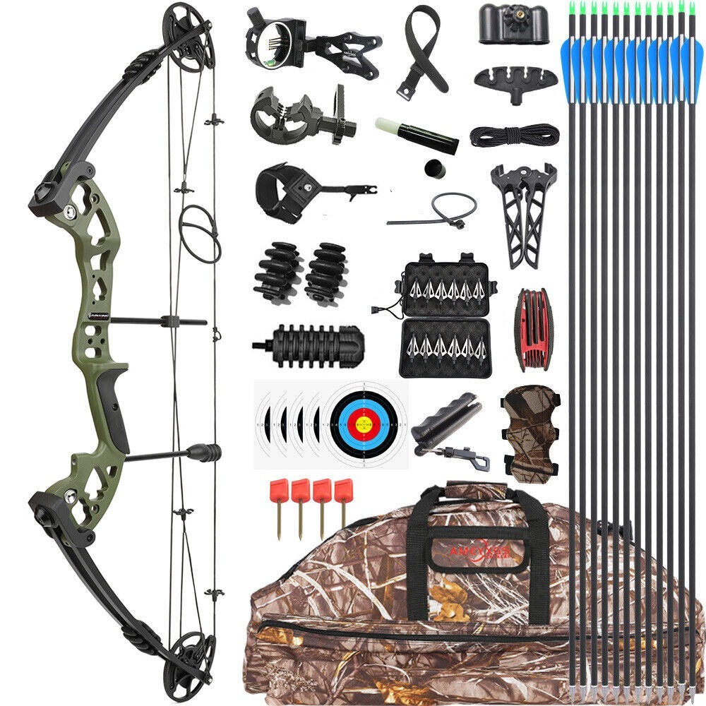 JUNXING ARCHERY M131 Compound Bow Set 30-60lbs Hunting Fishing LH RH