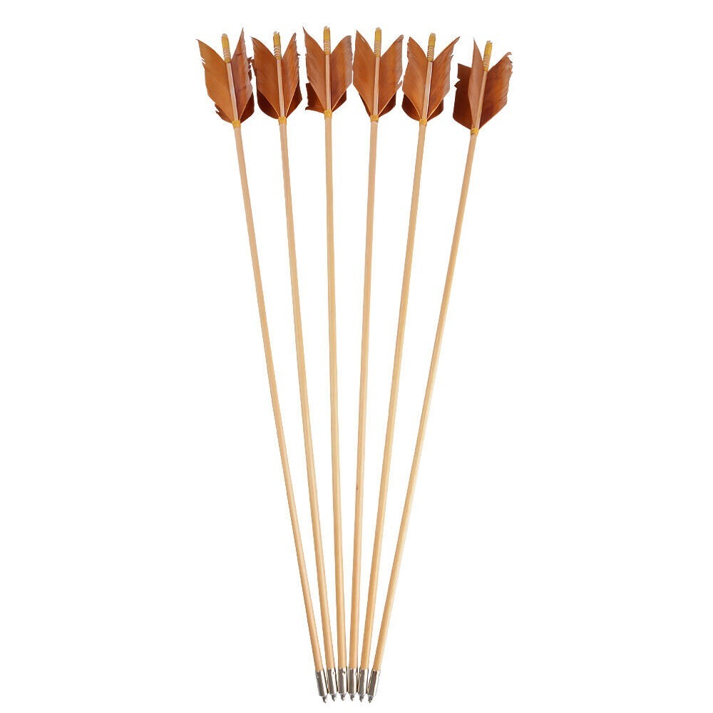Archery Wooden Arrows Flu-Flu 32" Feathers Traditional Longbow Target