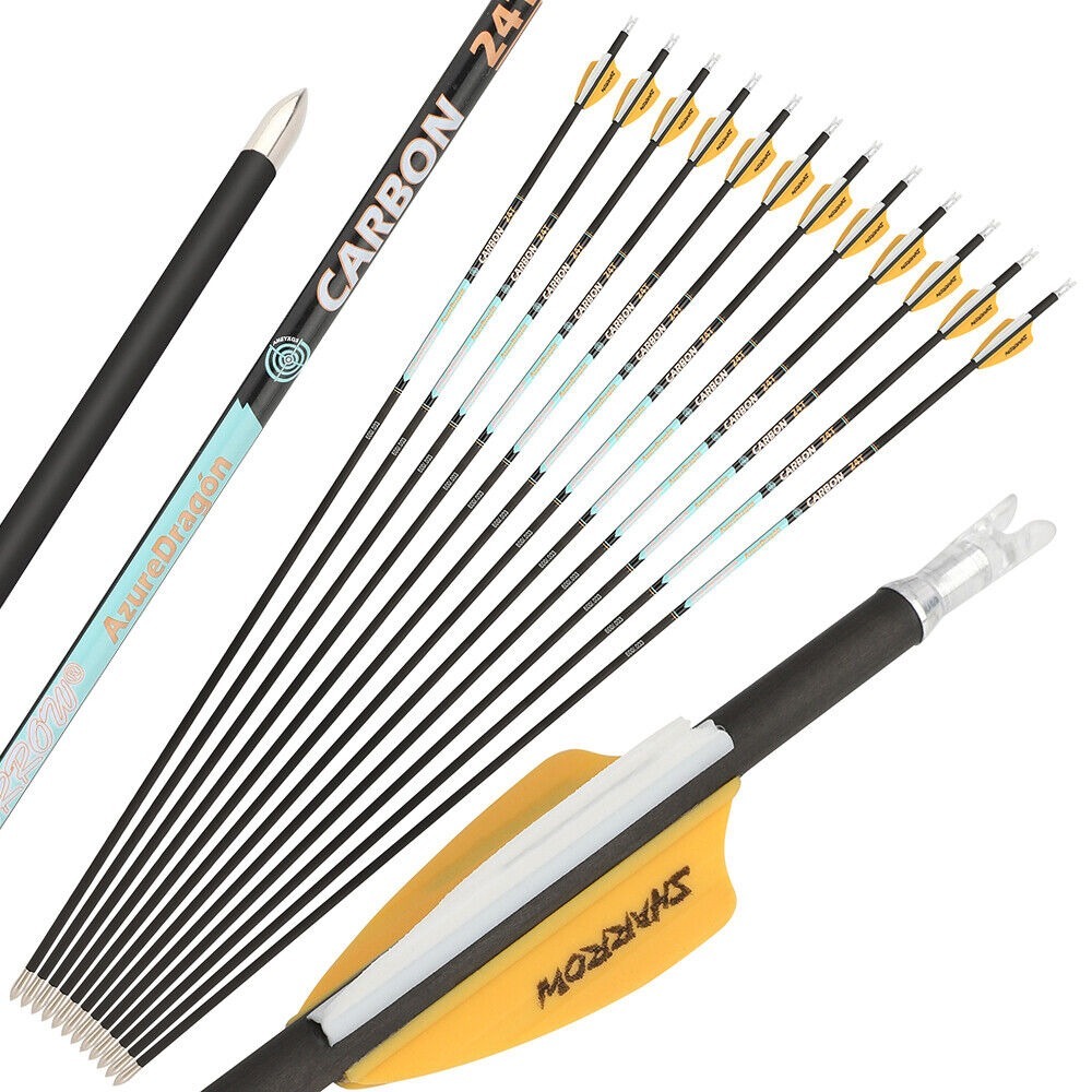 Pure Carbon Arrows 32 inch SP300-1000 Vanes .003" Recurve Compound Bow