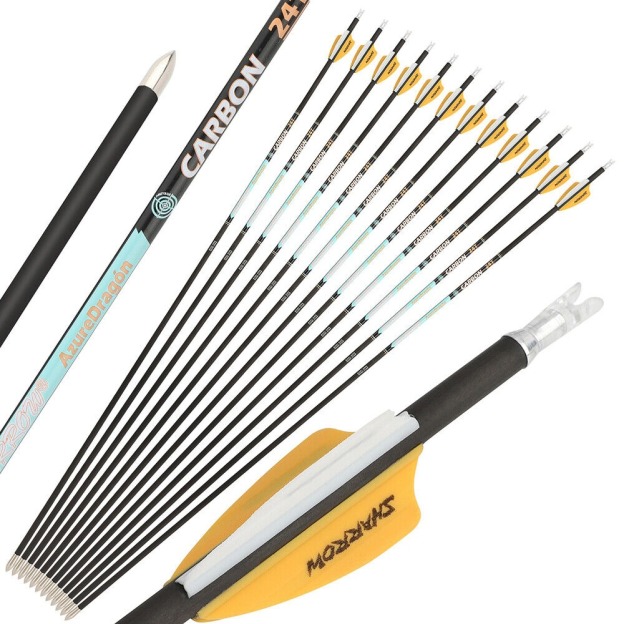 Pure Carbon Arrows 32 inch SP300-1000 Vanes .003" Recurve Compound Bow