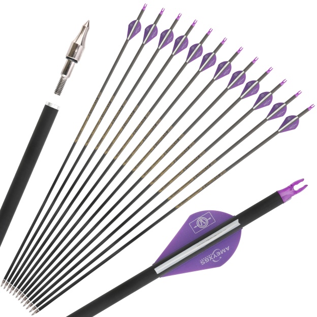 Pure Carbon Arrows Spine 500  30" Shaft Vanes 6.2mm Hunting