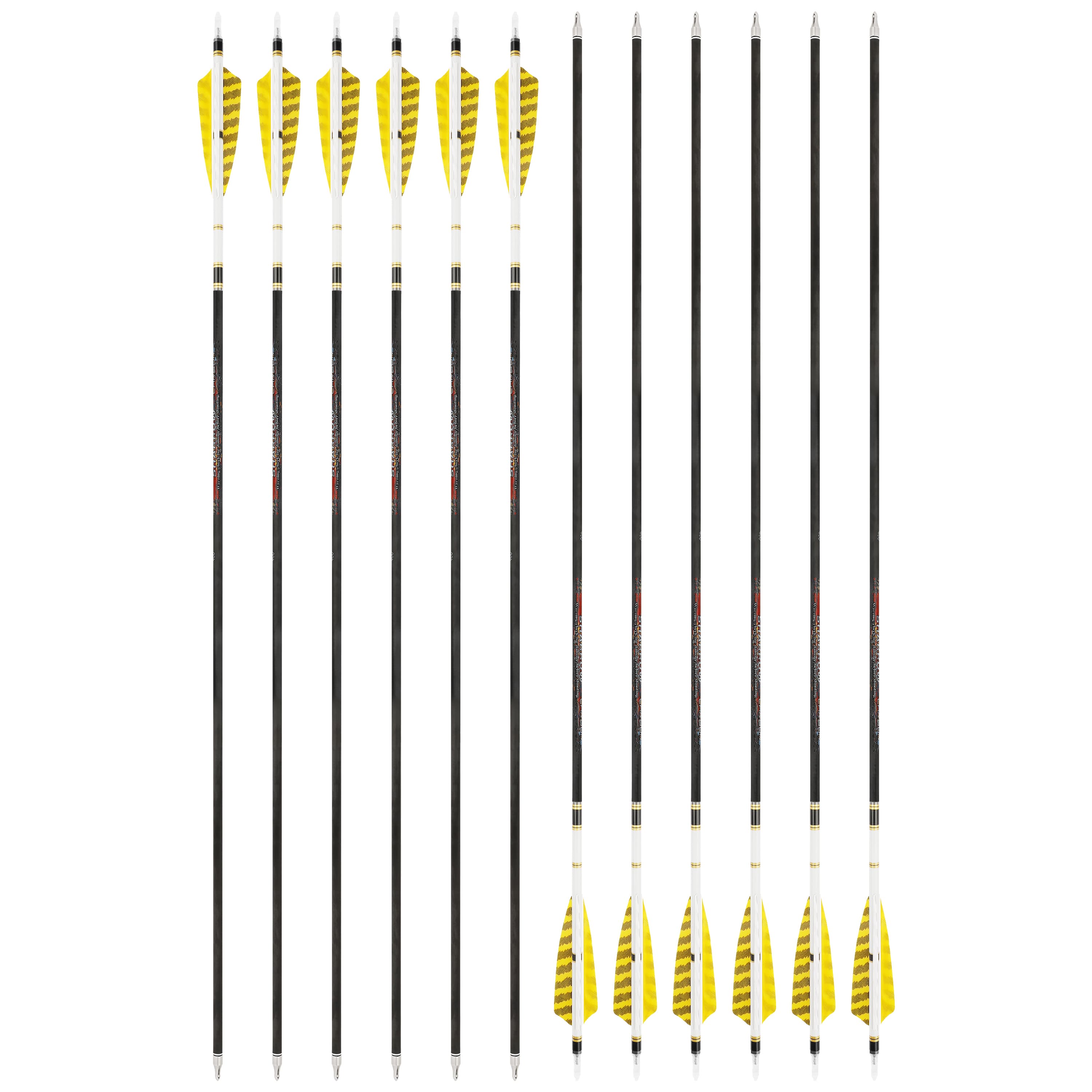 31" Pure Carbon Arrows SP250-600 Feathers Hunting Target