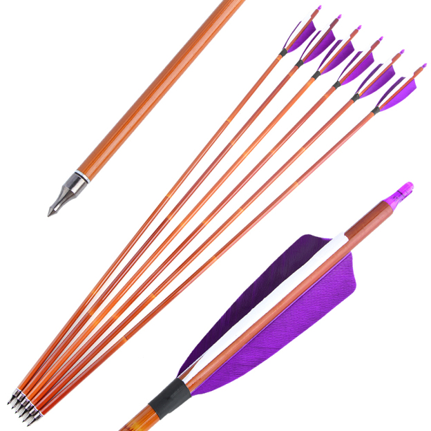 Carbon Feather Fletched Arrow 30"  Spine 500 Archery Bow Hunting