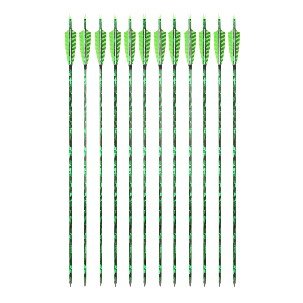 12pcs Mixed Carbon Arrows 4" Turkey Feather 30" Spine 500