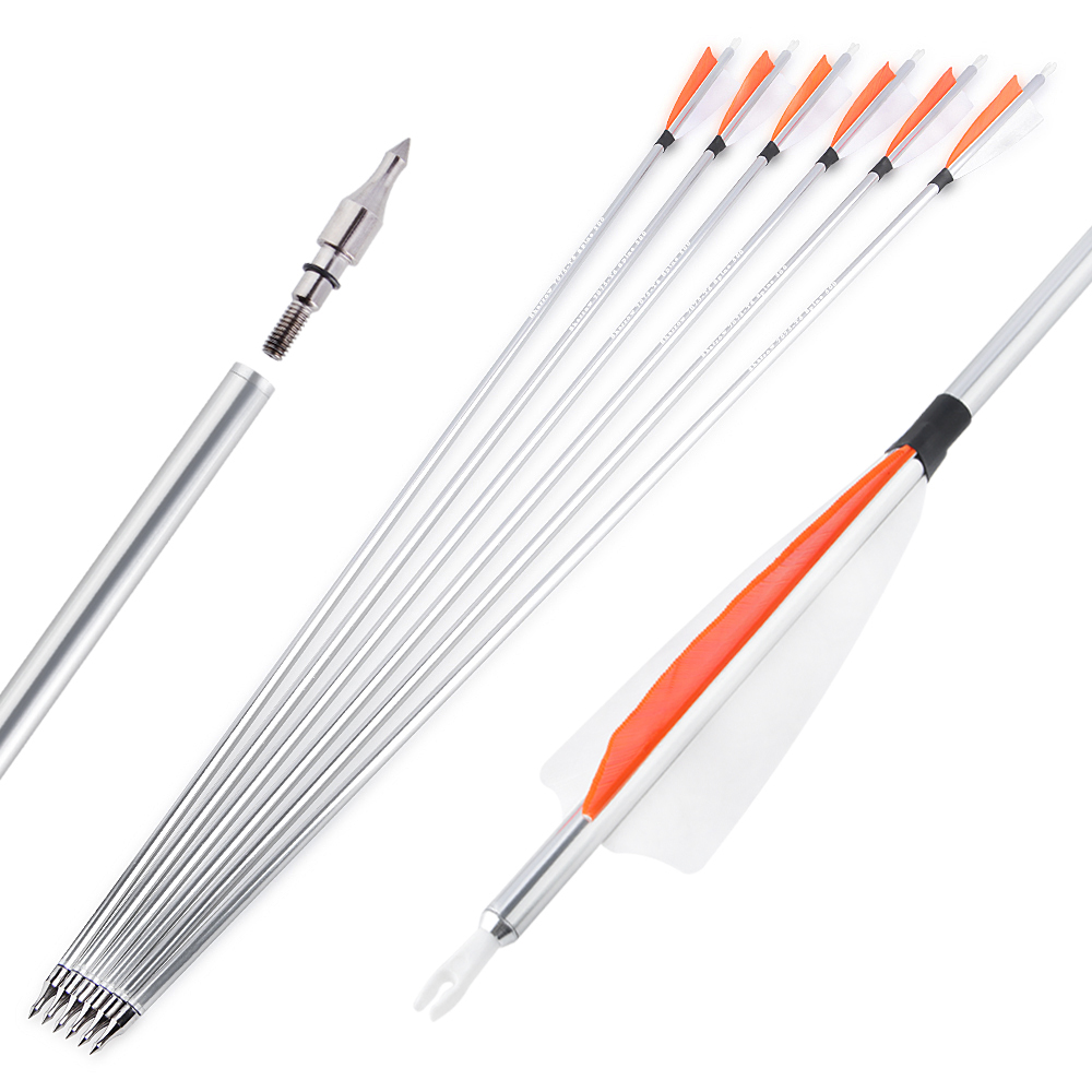Aluminum Arrows  30"  SP500 4" Feathers Archery Hunting Practice