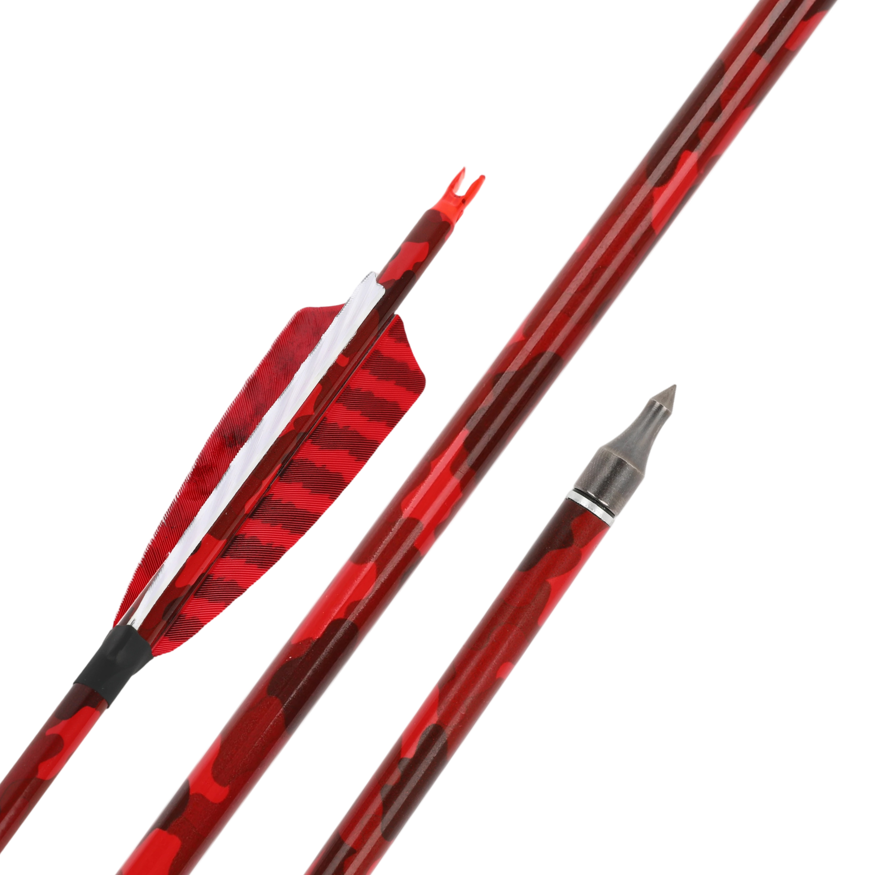 12pcs Mixed Carbon Arrows 4" Turkey Feather 30" Spine 500