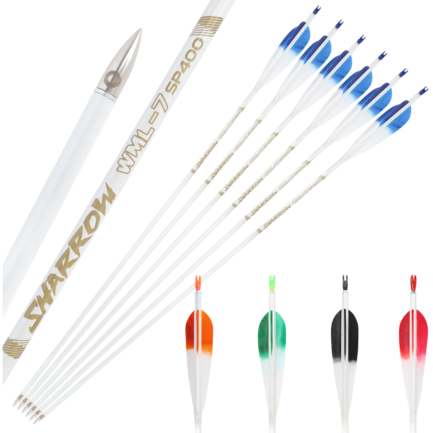  Pure Carbon Hunting Arrows Fletched Feather Spine 400-800