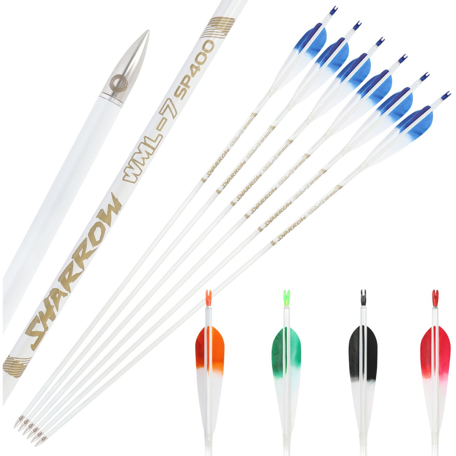  Pure Carbon Hunting Arrows Fletched Feather Spine 400-800