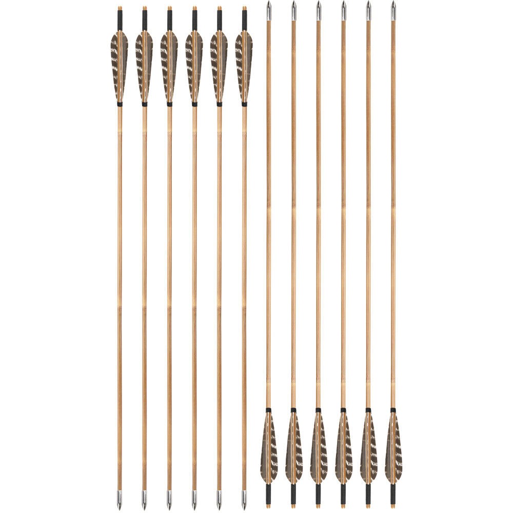 Bamboo Arrows for Traditional Bow 8mm Turkey Feather Longbow Hunting