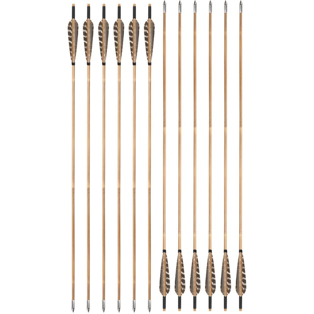 Bamboo Arrows for Traditional Bow 8mm Turkey Feather Longbow Hunting