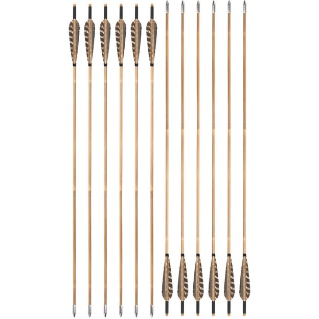 Bamboo Arrows for Traditional Bow 8mm Turkey Feather Longbow Hunting