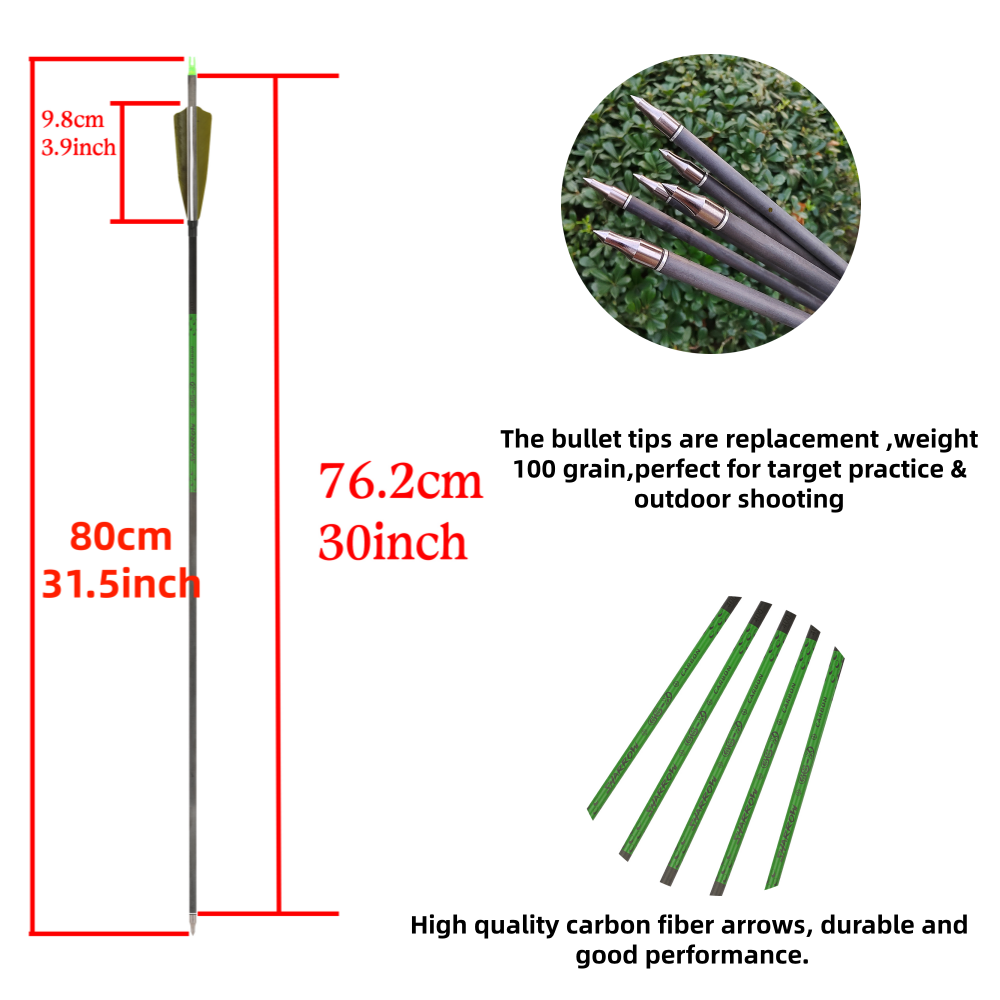 Pure Carbon Arrows 400 Spine with 4" Feathers Custom Cutting Service