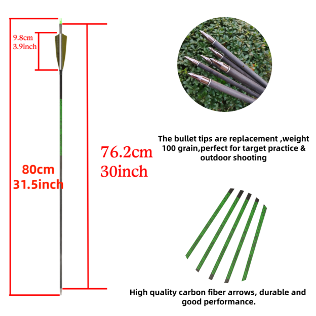 Pure Carbon Arrows 400 Spine with 4" Feathers Custom Cutting Service