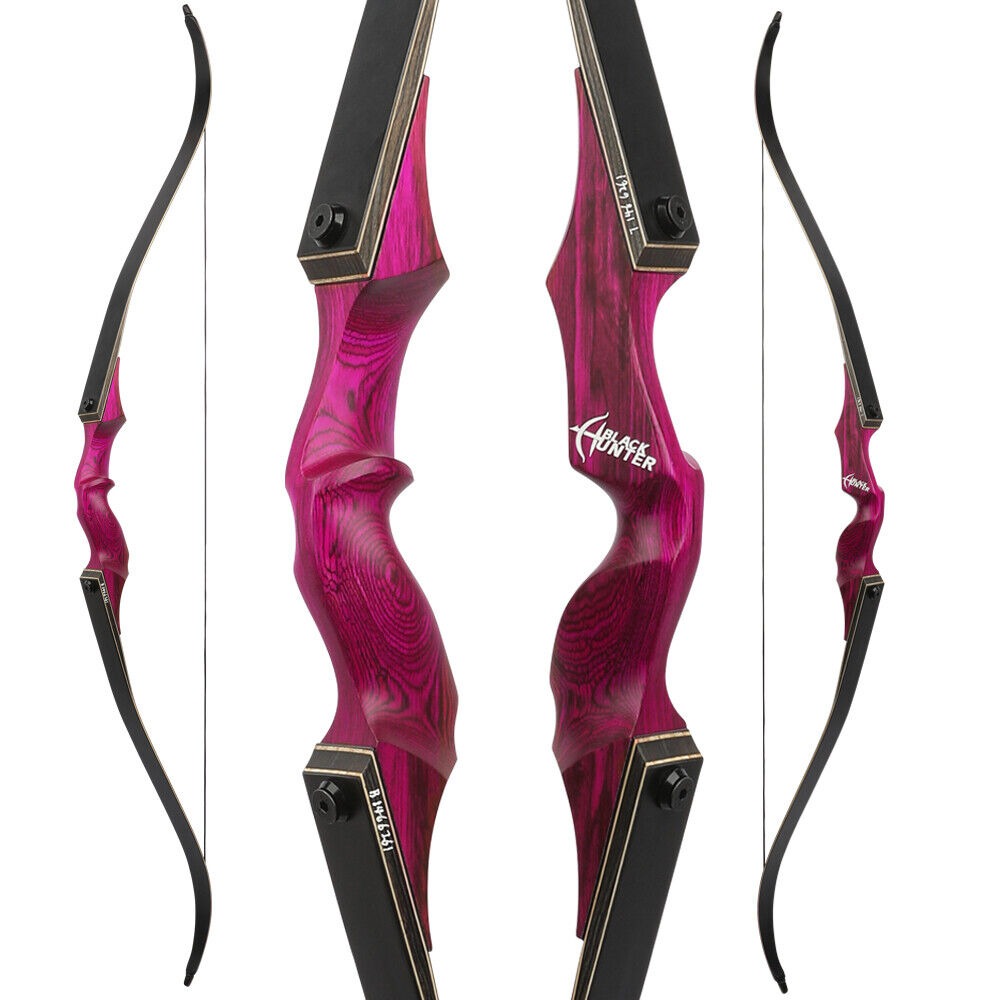 Black Hunter Recurve Bow for Adult Hunting 60 inch 20-60lbs RH LH