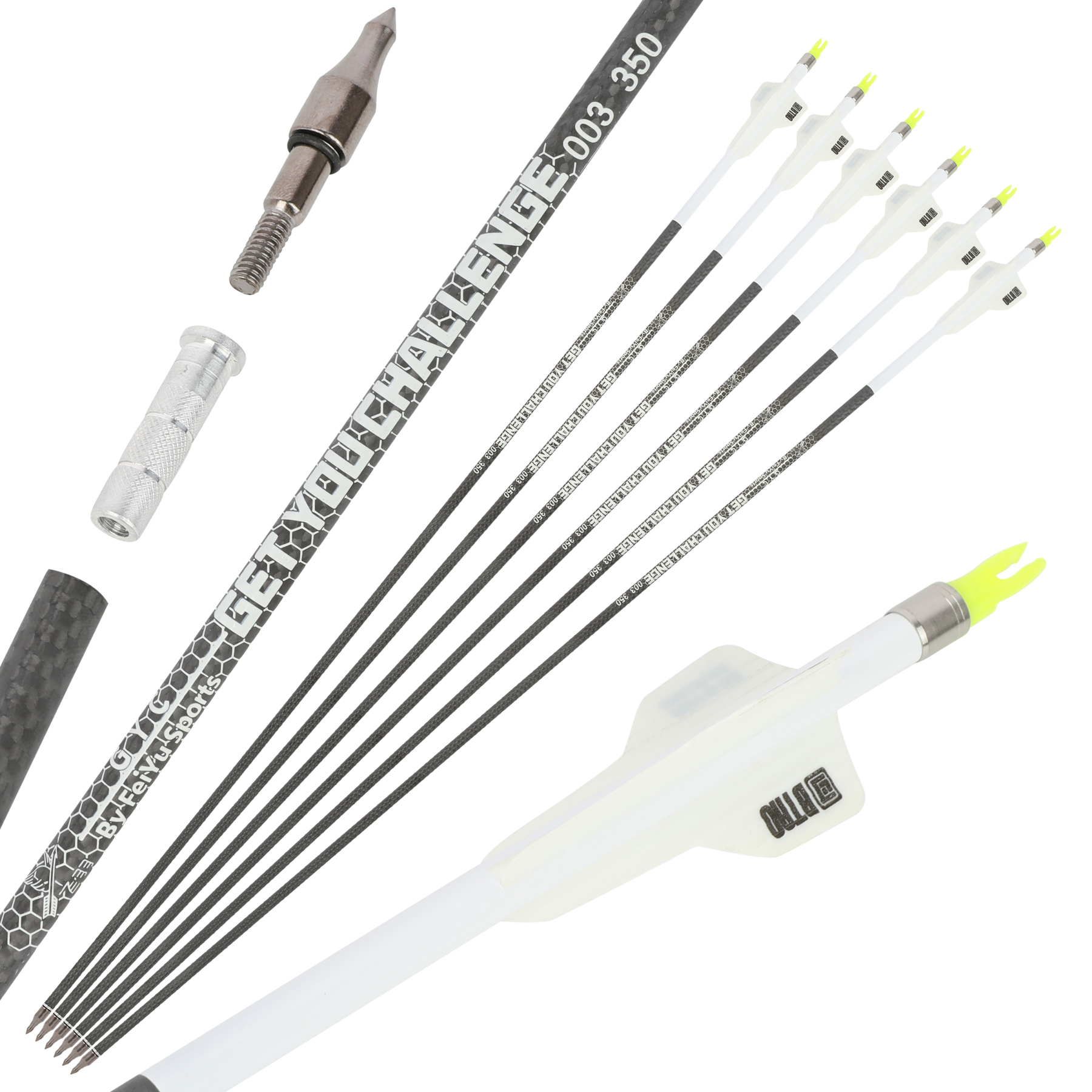 32" Pure Carbon Arrows 2.5'' Vane High-Spine Performance Series