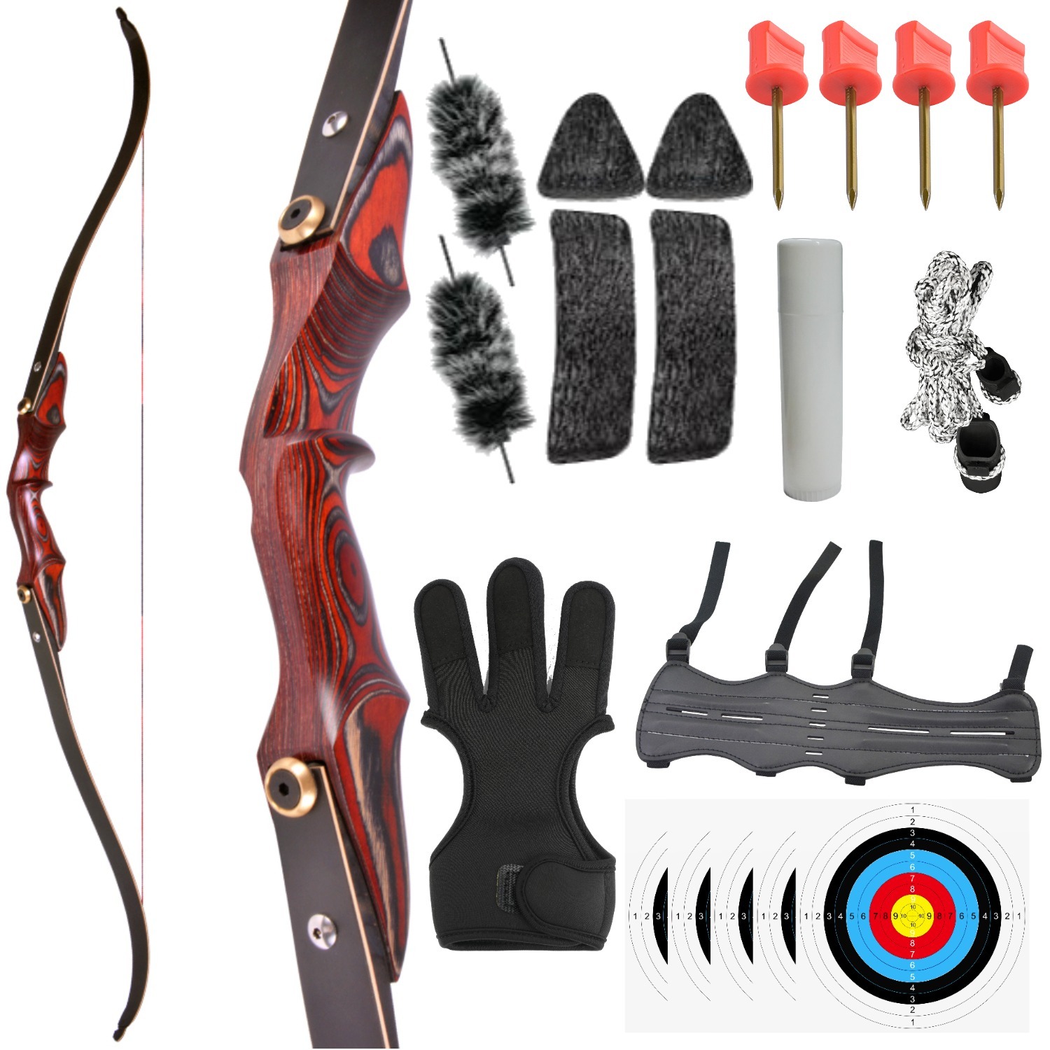 Takedown Recurve Bow Set ILF Traditional H15-58"Wooden Hunting