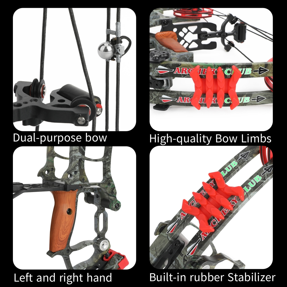 Dual-Use Compound Bow Set 19" Shoots Arrows Steel Balls RH LH
