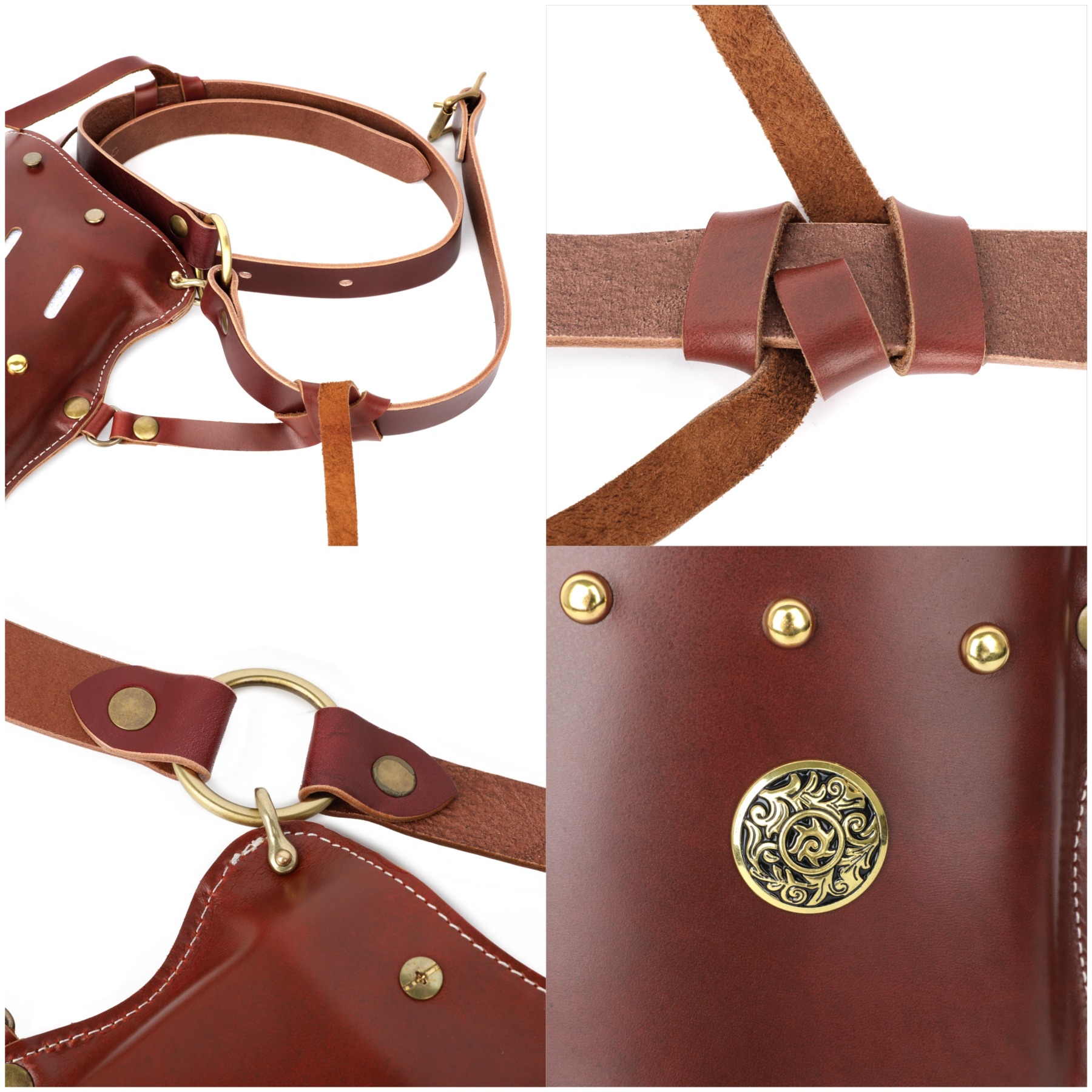 Traditional Horseback Archery Quiver Oil-Waxed Leather Arrow Holder