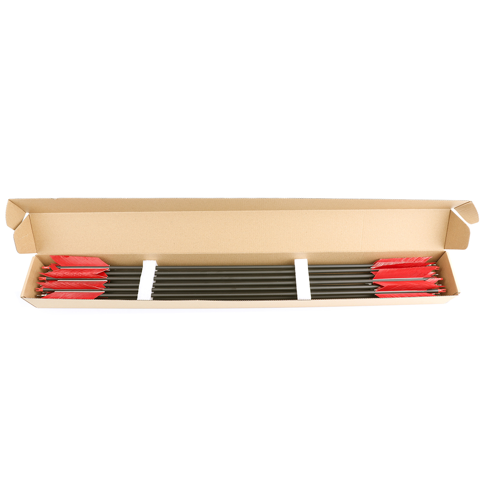 30 in Carbon Arrows 12pcs 500 Spine Mixed 4-Feather Archery Set