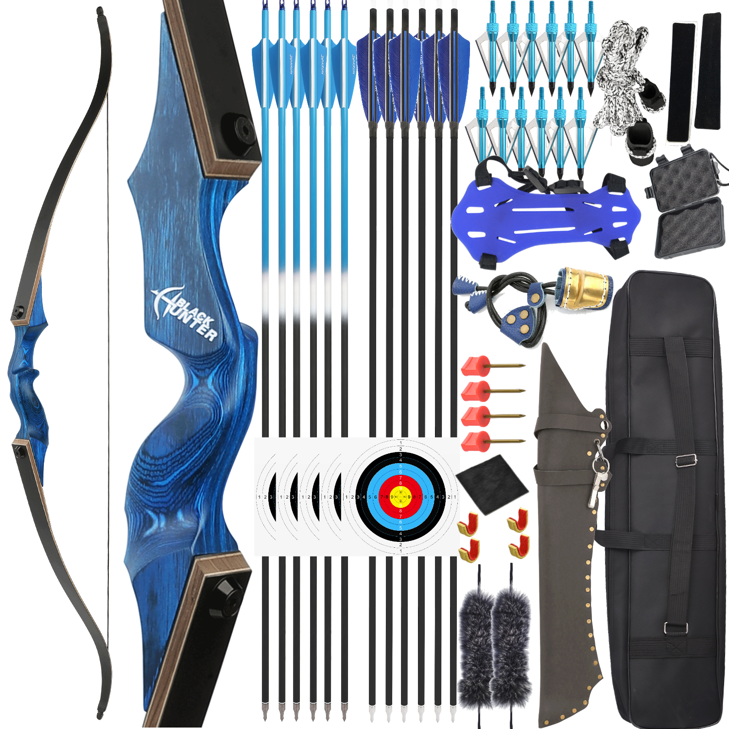 BLACK HUNTER Recurve Bow Set 20-60lbs RH/LH