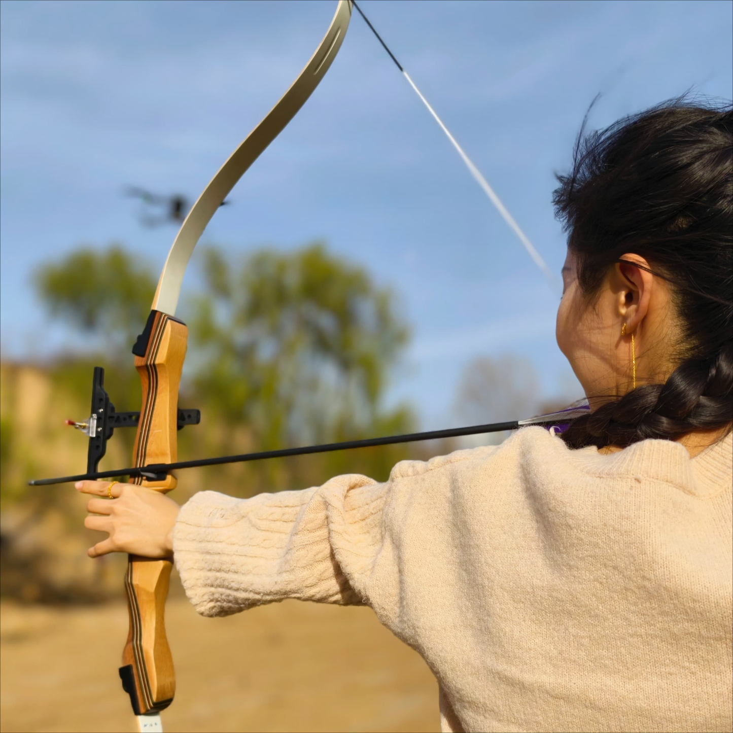 Youth Recurve Bow 10-20lbs Wooden Archery Beginner Practice Shoot Gift