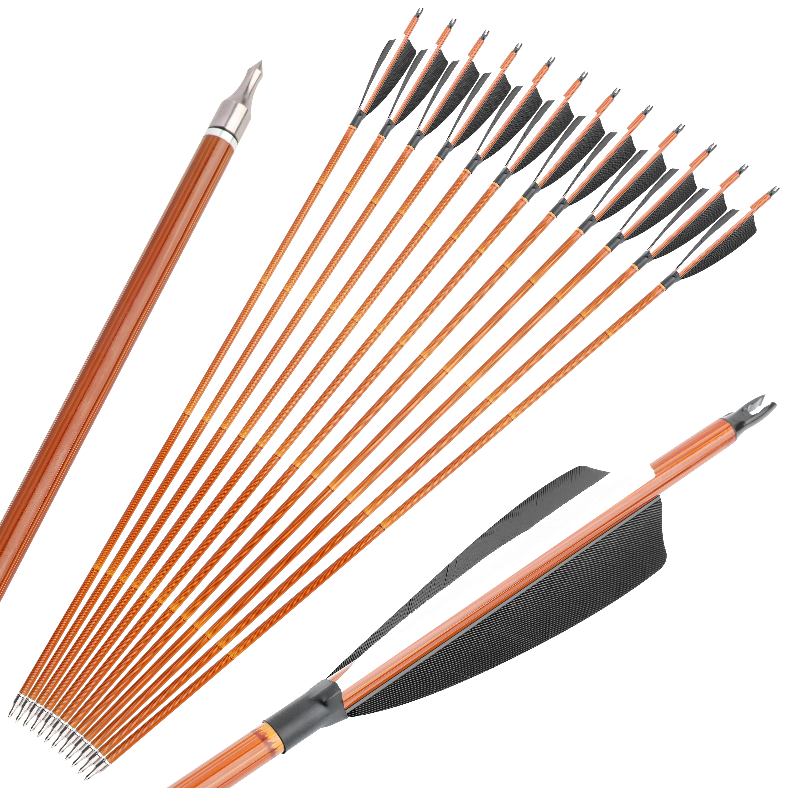 Carbon Feather Fletched Arrow 30"  Spine 500 Archery Bow Hunting