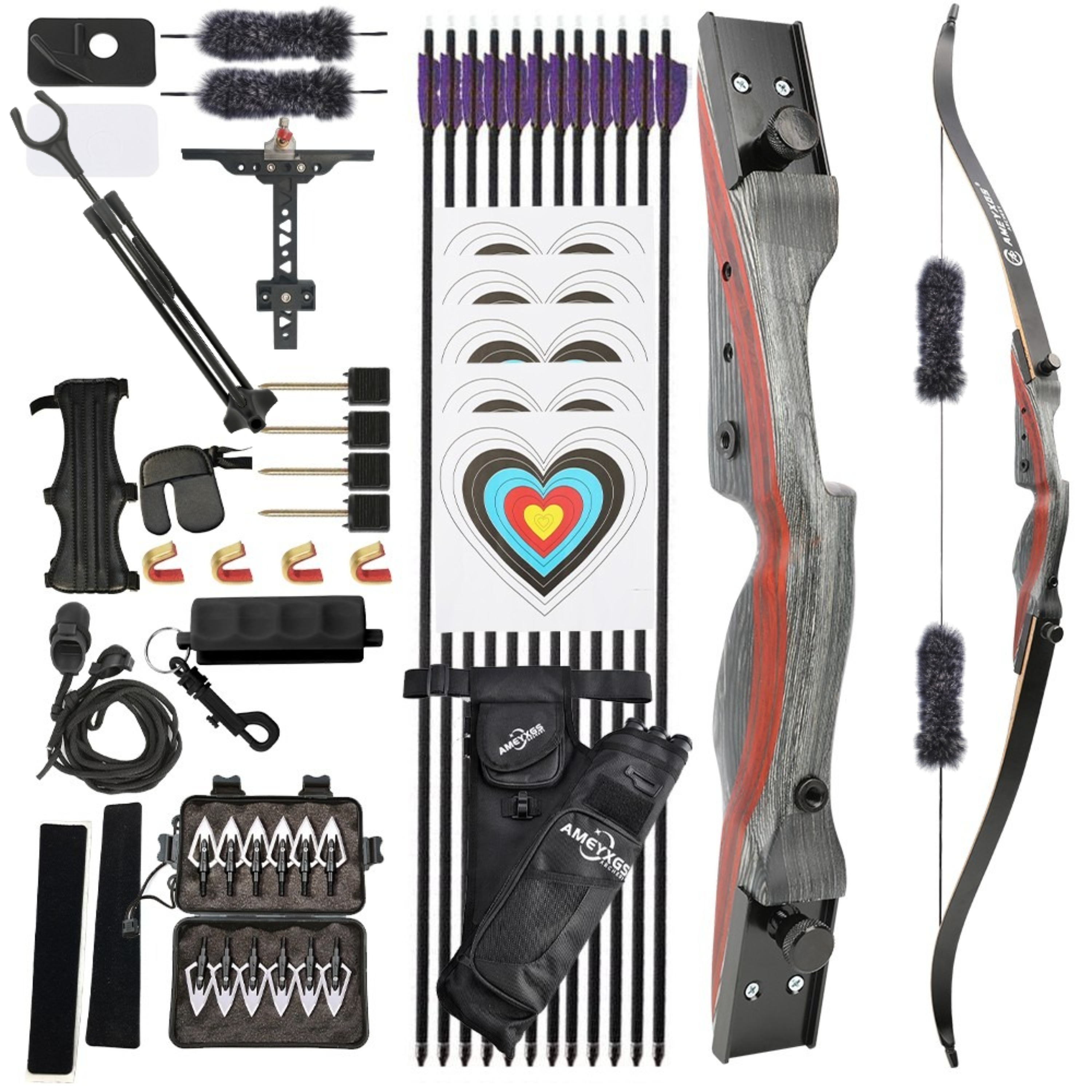 62" Takedown Recurve Bow Complete Archery Package Hunting & Target