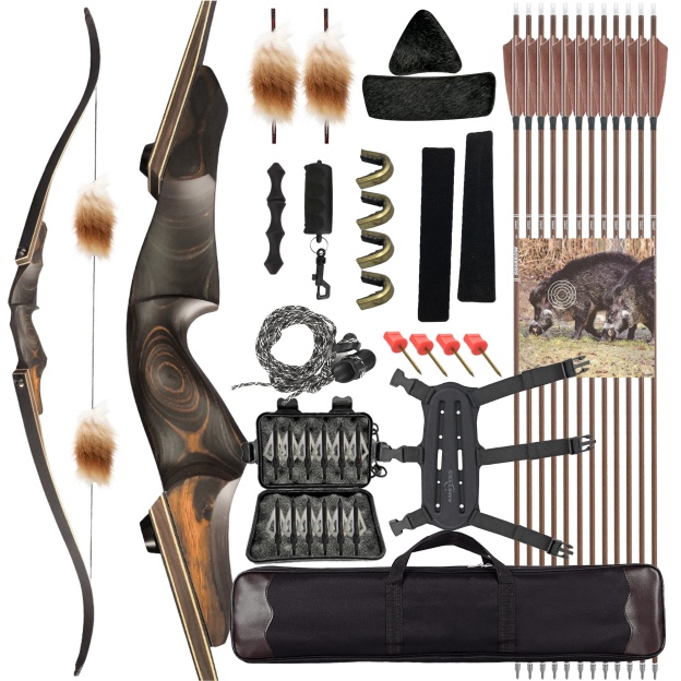 Takedown Hunting Wooden Recurve Bow 60" 25-60lbs for Adult