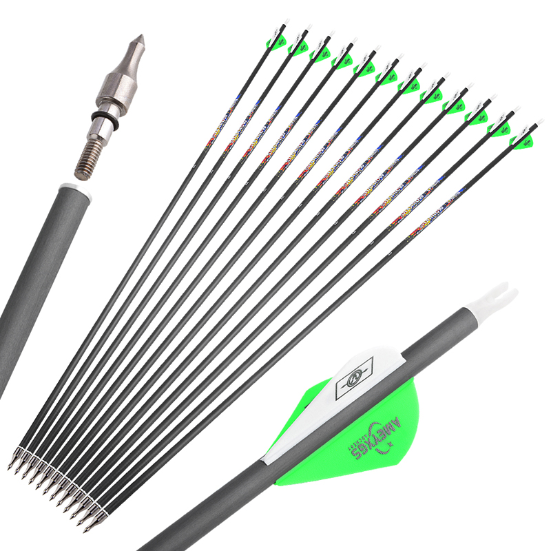 Pure Carbon Fletched Arrows Hunting SP250-600 6.2mm 31"
