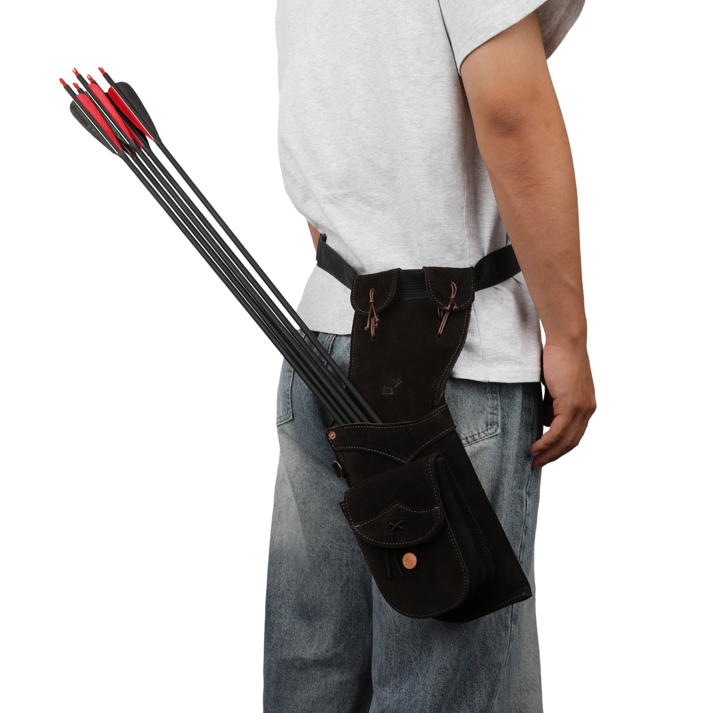 Leather Field Quiver Cowhide Arrow Holder for Traditional Archers