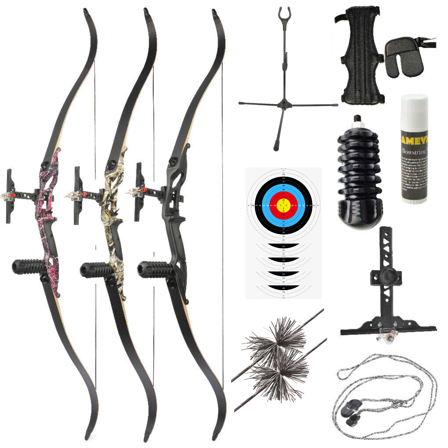 JUNXING Archery F179 Hunting Recurve Bow Set 56'' 30-50 lbs for Adult