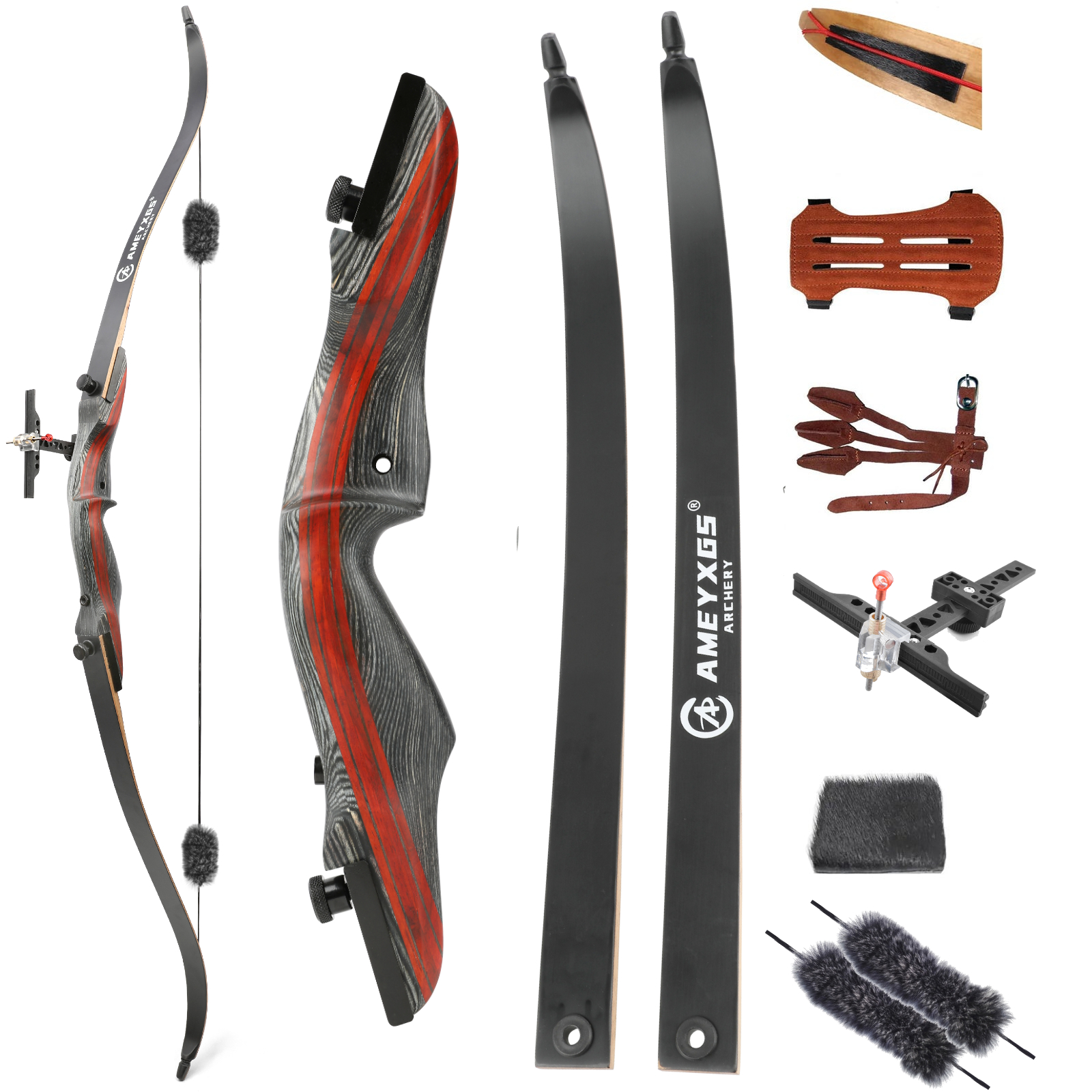 62"  Takedown Hunting Recurve Bow 20-50lbs Wooden Adult beginners RH