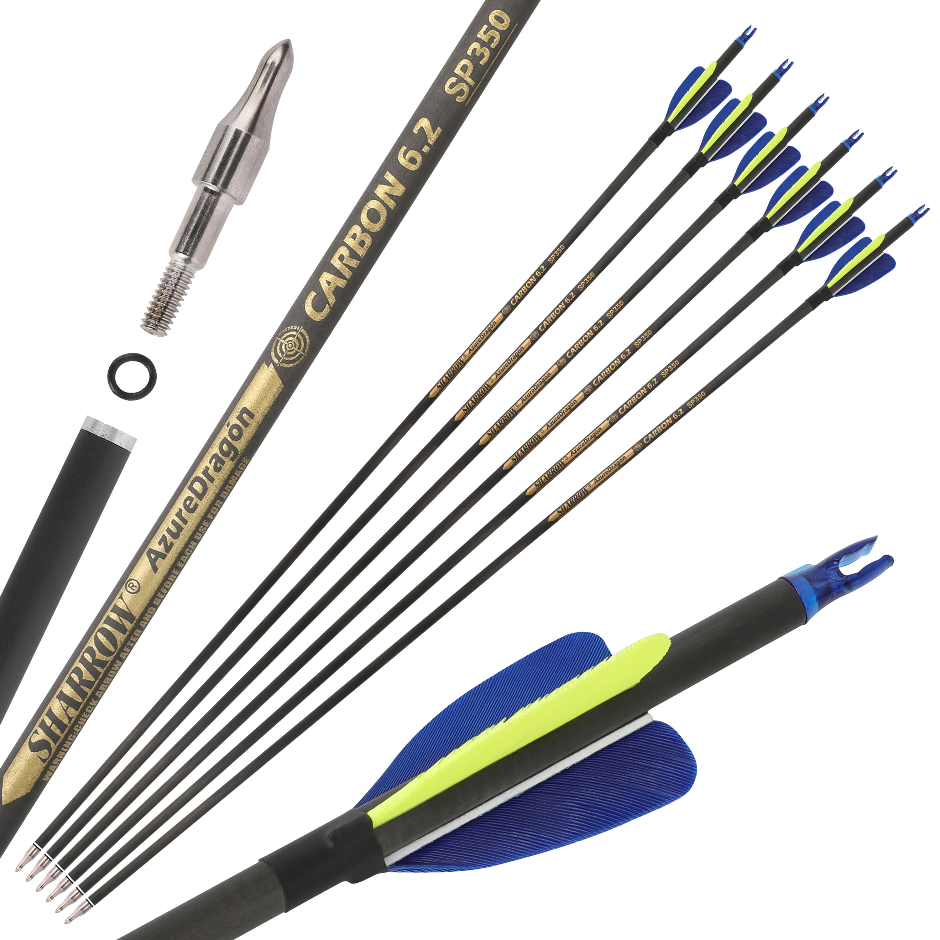 Hunting Fletched Arrows Pure Carbon Feather Spine 300-600 ID6.2mm 