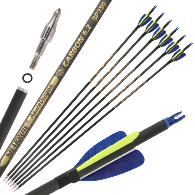 Hunting Fletched Arrows Pure Carbon Feather Spine 300-600 ID6.2mm 