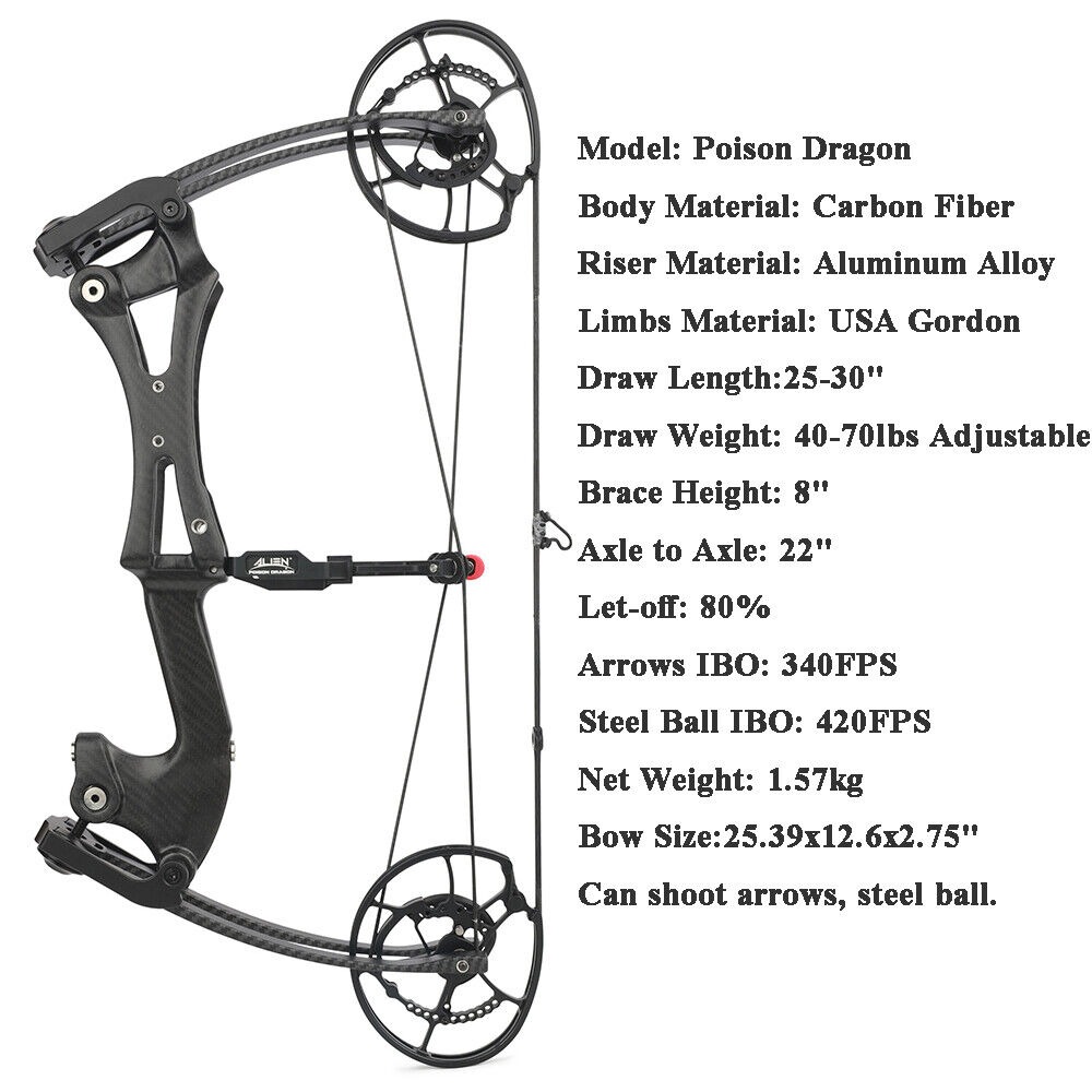ALIEN Carbon Compound Bow Steel Ball Arrows  Hunting Fishing RH LH
