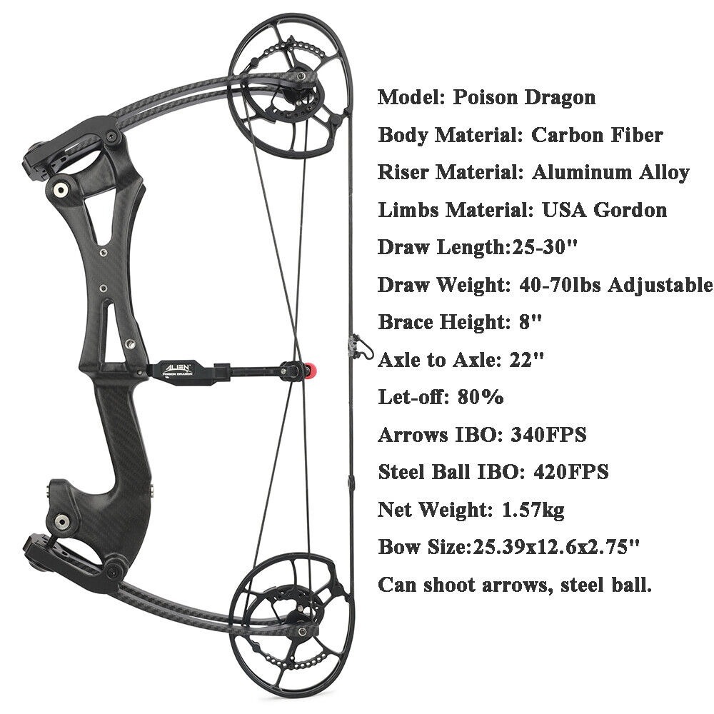 ALIEN Carbon Compound Bow Steel Ball Arrows  Hunting Fishing RH LH