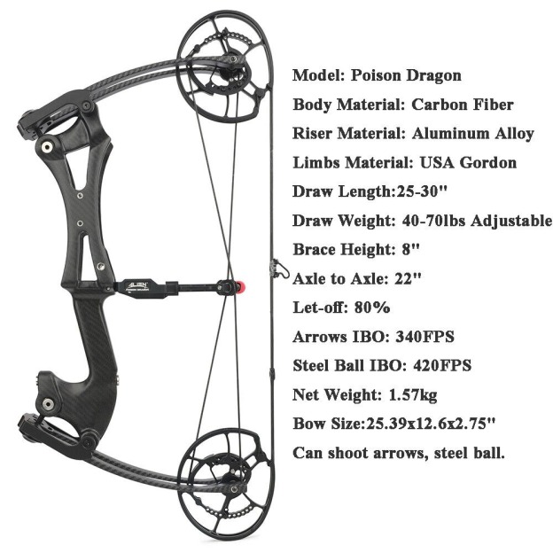 ALIEN Carbon Compound Bow Steel Ball Arrows  Hunting Fishing RH LH