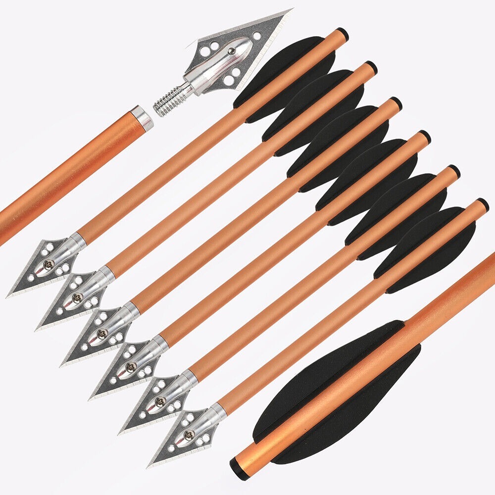 6.3 inch Aluminum Crossbow Bolts Arrows Blade Broadhead Vanes Hunting