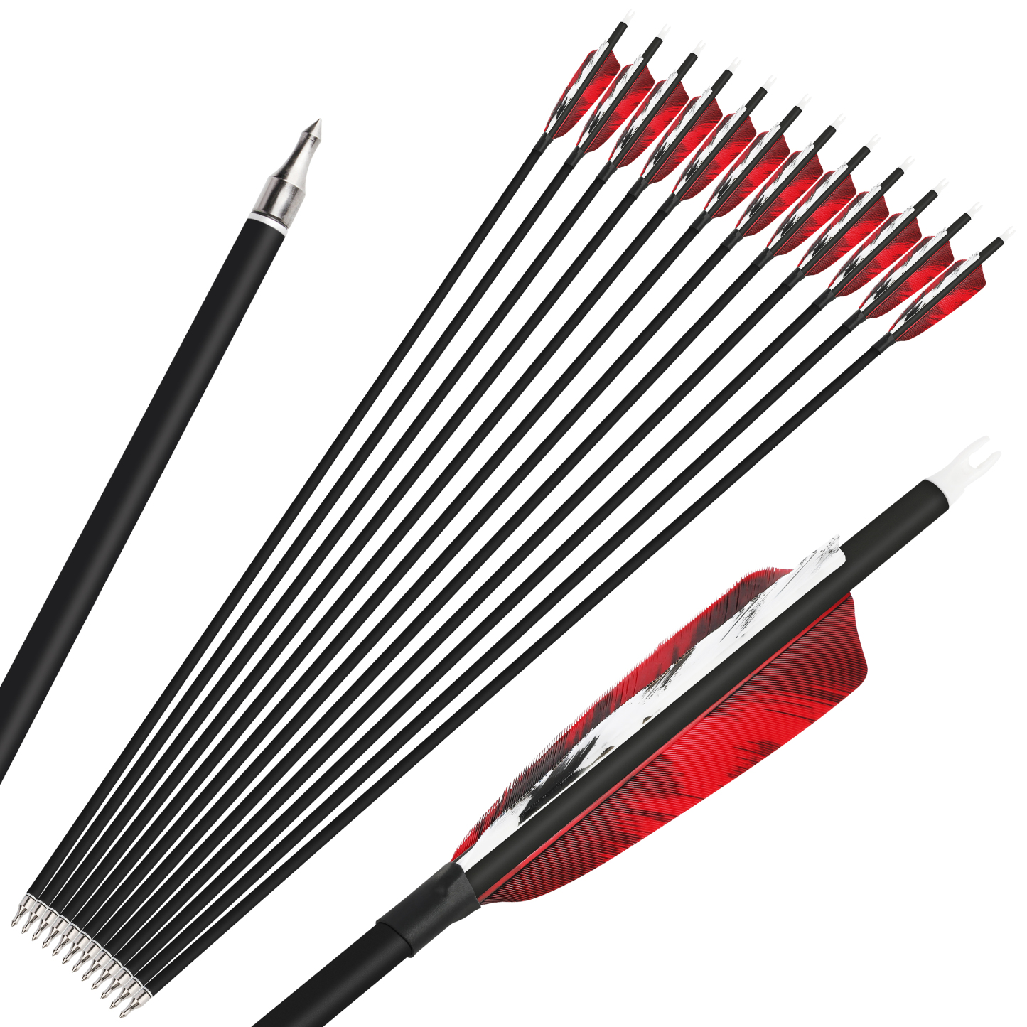 Hunting Practice Arrow Natural Feather Carbon Spine 500